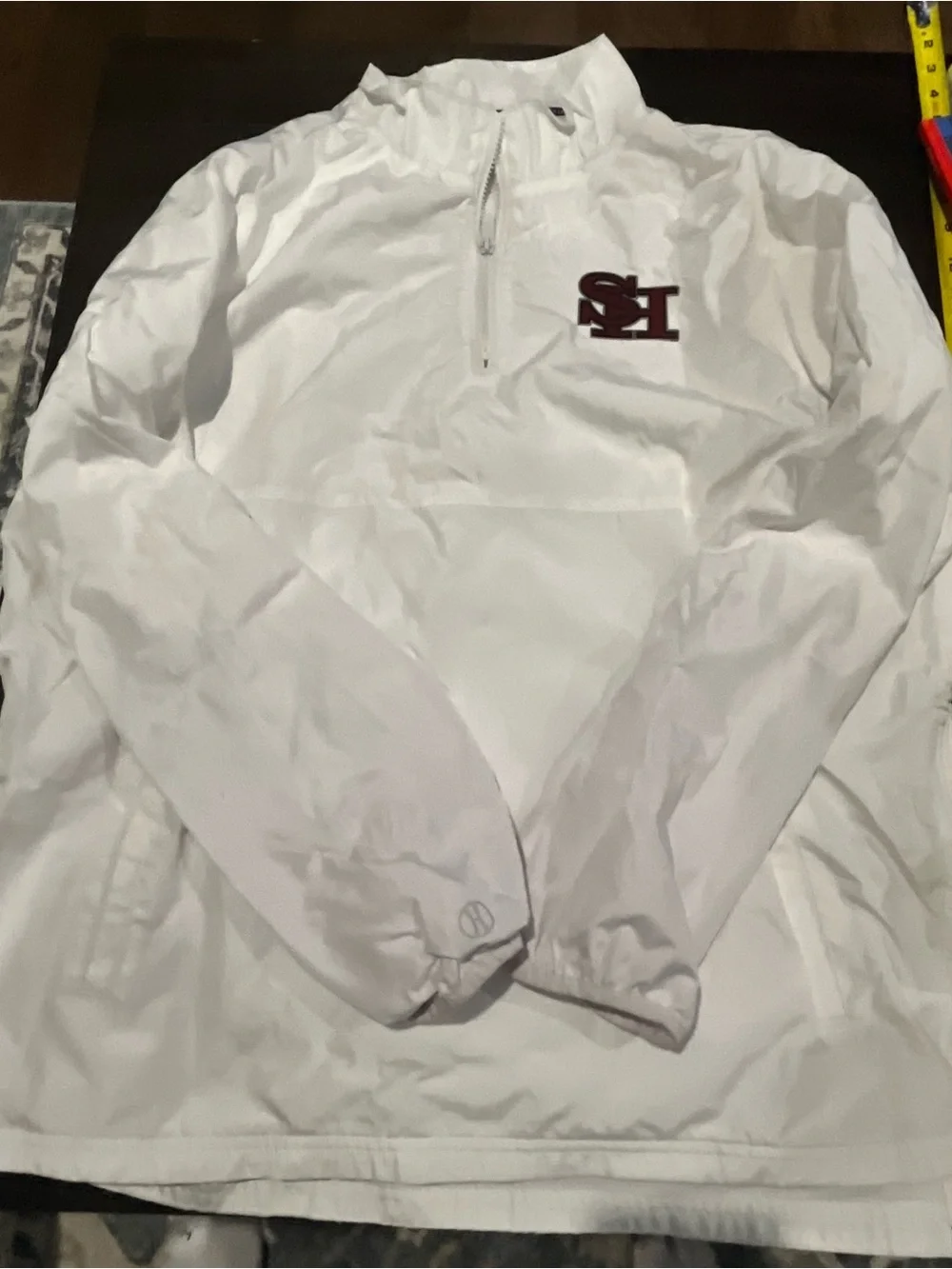 Holloway White 1/4 zip pullover windbreaker golf Jacket with Black Brand Trim XL
